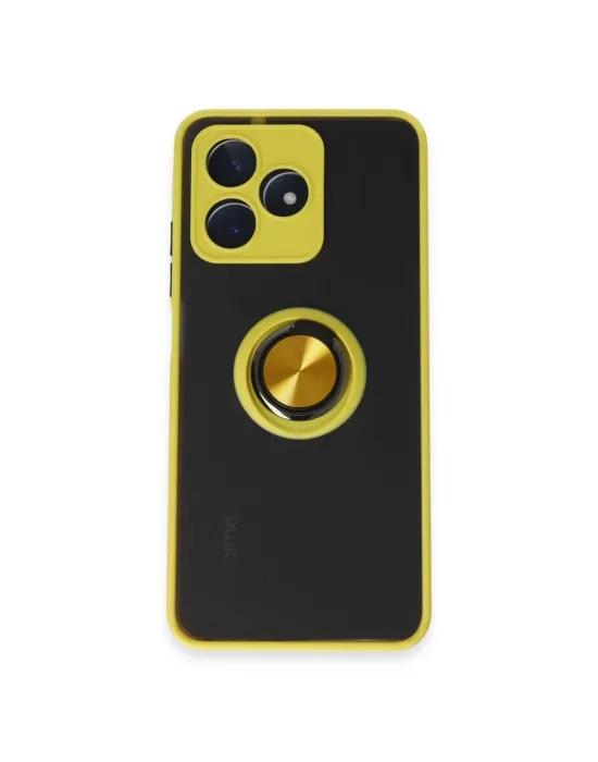 Realme C53 Kılıf Montreal Yüzüklü Silikon Kapak - Sarı
