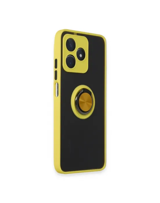 Realme C53 Kılıf Montreal Yüzüklü Silikon Kapak - Sarı