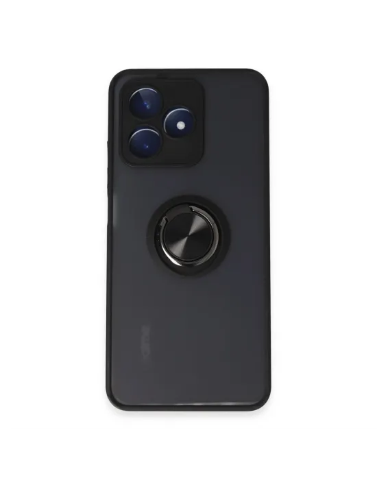 Realme C53 Kılıf Montreal Yüzüklü Silikon Kapak - Siyah