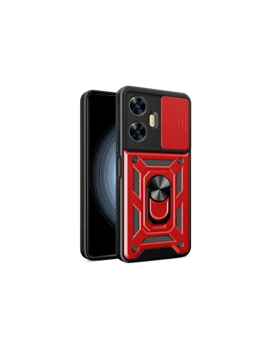 Realme C55 Kılıf Pars Lens Yüzüklü Silikon - Kırmızı