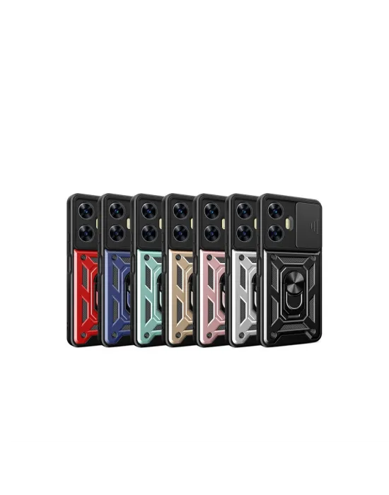 Realme C55 Kılıf Pars Lens Yüzüklü Silikon - Kırmızı