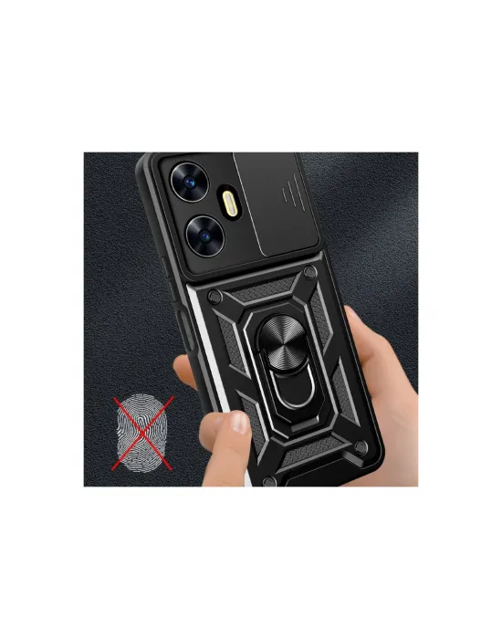 Realme C55 Kılıf Pars Lens Yüzüklü Silikon - Kırmızı