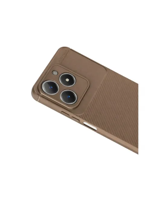 Realme C61 Kılıf Auto Focus Karbon Kapak - Kahverengi