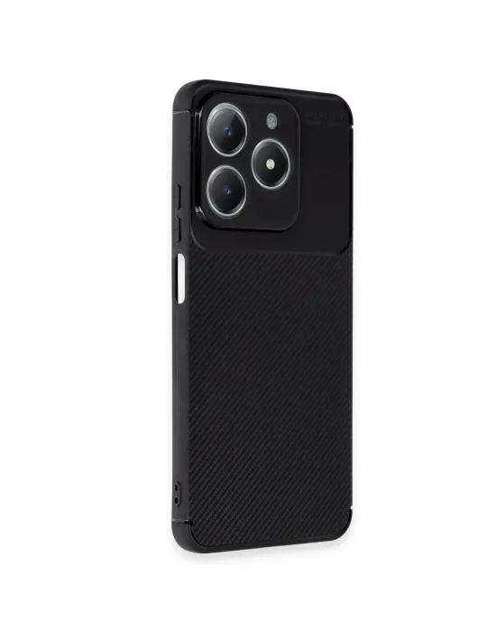 Realme C61 Kılıf Auto Focus Karbon Kapak - Siyah