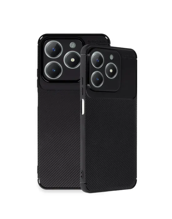 Realme C61 Kılıf Auto Focus Karbon Kapak - Siyah