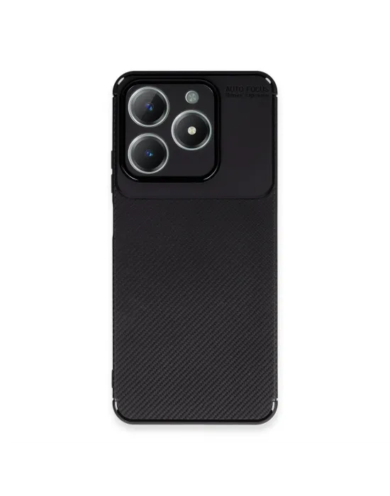 Realme C61 Kılıf Auto Focus Karbon Kapak - Siyah