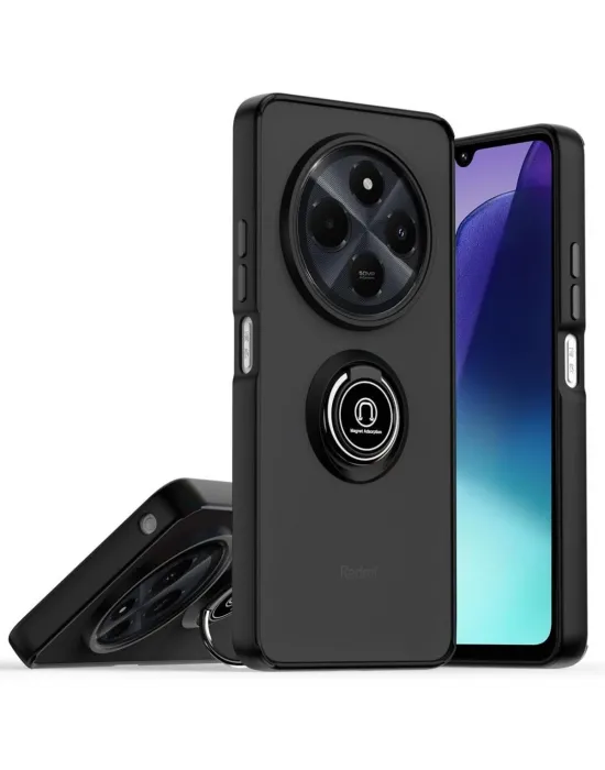 Realme C75 4g Kılıf Montreal Yüzüklü Silikon Kapak - Siyah