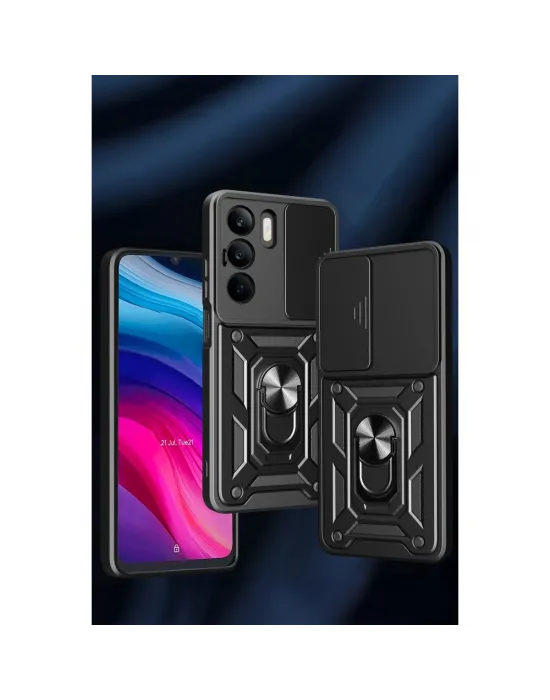 Realme C75 4g Kılıf Pars Lens Yüzüklü Silikon - Siyah