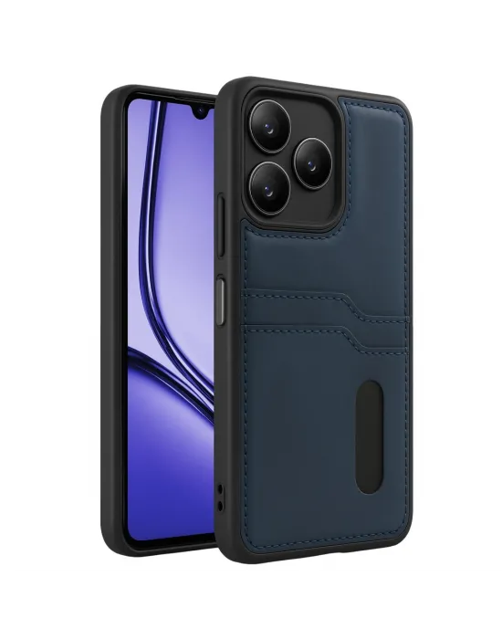 Realme Note 50 4g Kılıf Sara Kartvizitli Deri Kılıf - Lacivert