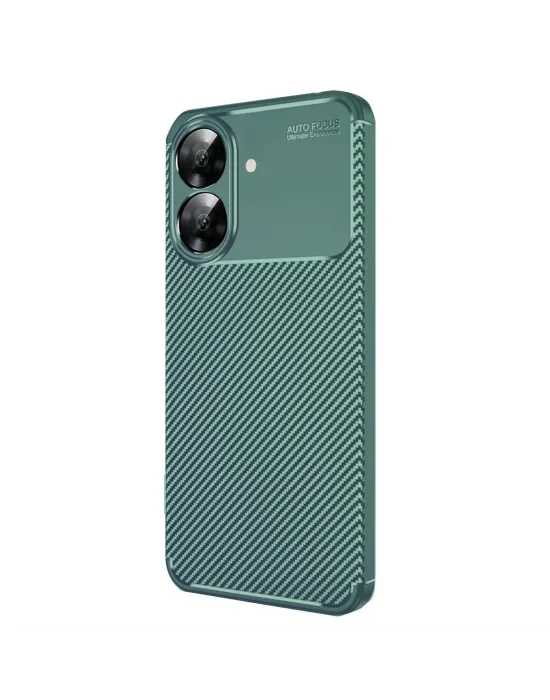 Realme Note 60 Kılıf Auto Focus Karbon Kapak - Koyu Yeşil