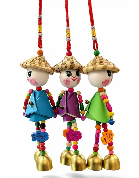 Renkli Boncuklu Şapkalı Bebek Rüzgar Çanı Alk5383