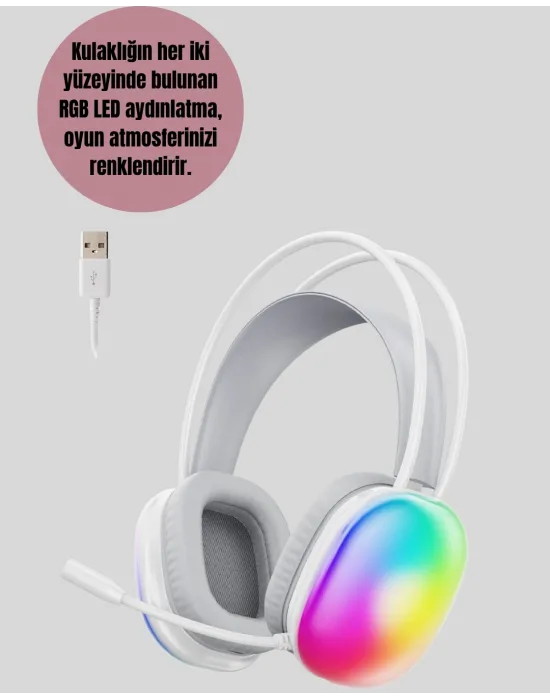 Rgb Aydınlatmalı Kablosuz Bluetooth Oyuncu Kulaklığı