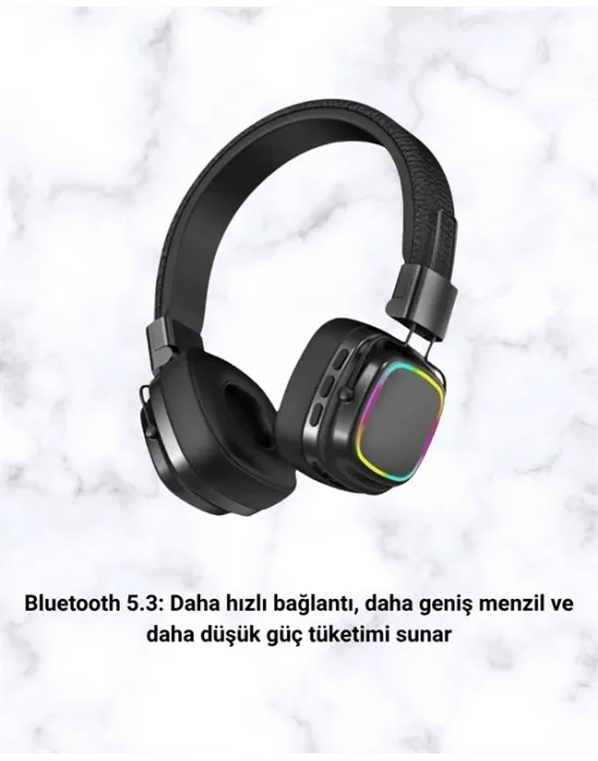 Rgb Işıklı Katlanabilir Bluetooth 5.3 Kulak Üstü Kulaklık