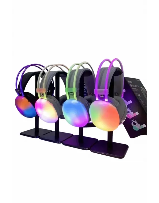 Rgb Işıklı Yüksek Ses Kaliteli Kablosuz Kulak Üstü Bluetooth Kulaklık