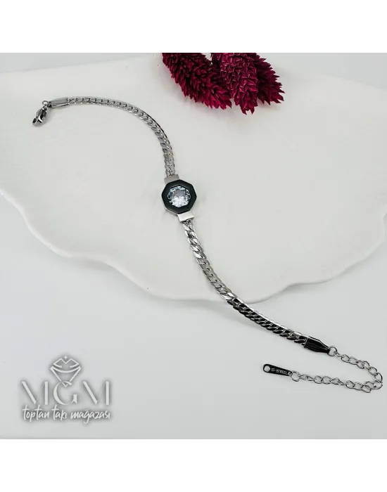 Rodyum Çelik Bileklikler 16+5 Cm Uzatma Payı - Kbl0093