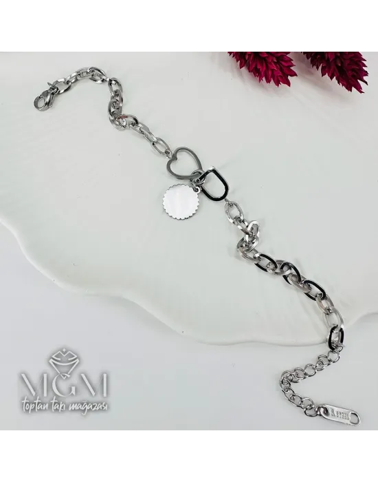Rodyum Çelik Bileklikler 16+5 Cm Uzatma Payı - Kbl0109