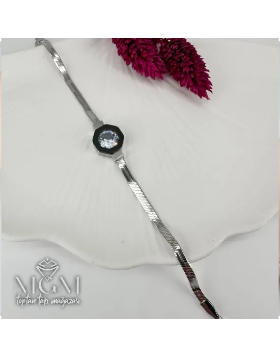 Rodyum Çelik Bileklikler 17+5 Cm Uzatma Payı - Kbl0135