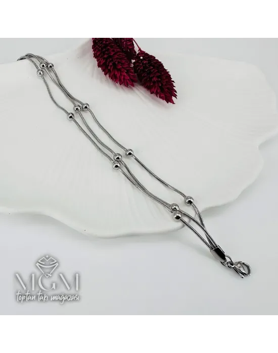 Rodyum Çelik Bileklikler 17+5 Cm Uzatma Payı - Kbl0137
