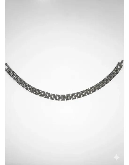 Rodyum Çelik  Erkek Çelik Bileklik Boy 21.5 Cm / En 0.8 Mm  - Ebl0041