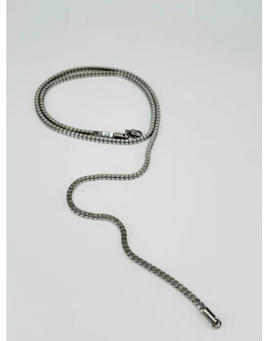 Rodyum Çelik Erkek Kolye 60 Cm - Ekl0013