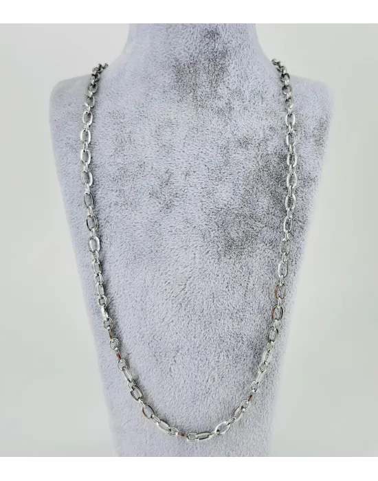 Rodyum Çelik Erkek Kolye 60 Cm - Ekl0014