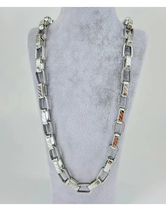 Rodyum Çelik Erkek Kolye 60 Cm - Ekl0040