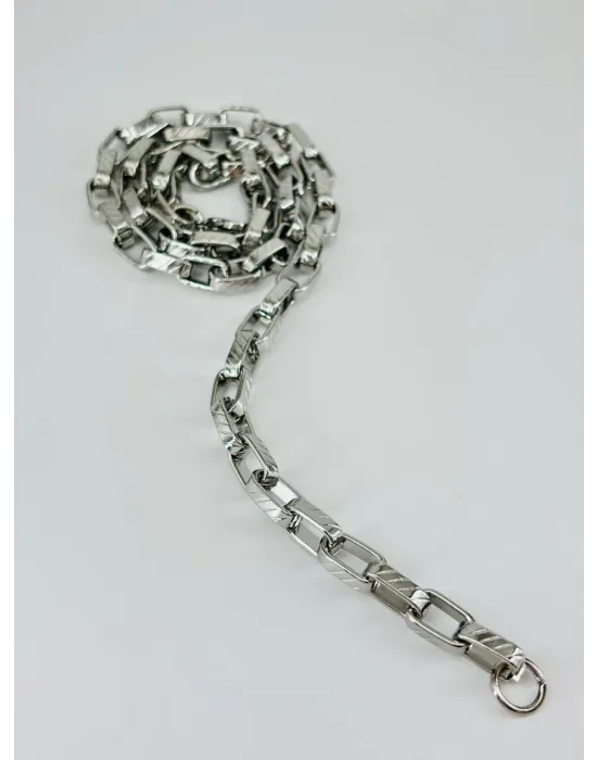Rodyum Çelik Erkek Kolye 60 Cm - Ekl0040