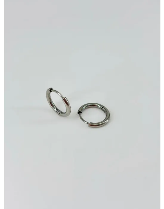 Rodyum   Çelik Erkek Küpe Çap (10 Mm) Kalınlık (2 Mm) - Ekp0025