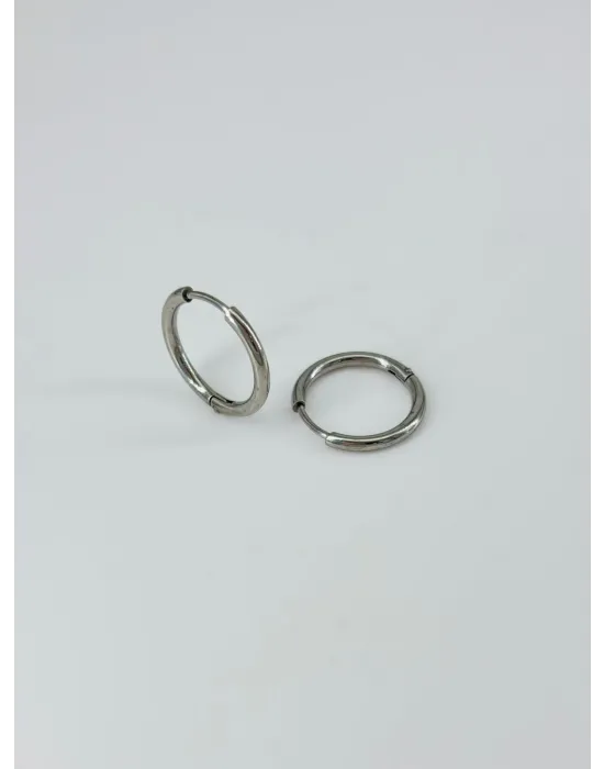 Rodyum  Çelik Erkek Küpe Çap (14 Mm) Kalınlık (2 Mm) - Ekp0005