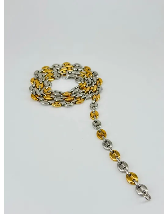 Rodyum Ve   Çelik Erkek Kolye 60 Cm - Ekl0046