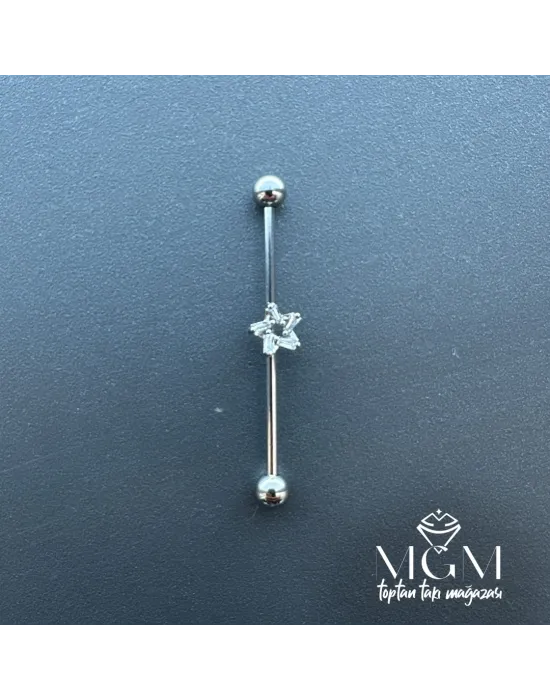 Rodyum Zirkon Taşlı Çelik Köprü - Pr000169
