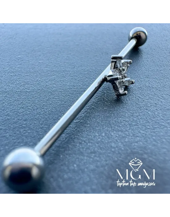 Rodyum Zirkon Taşlı Çelik Köprü - Pr000169