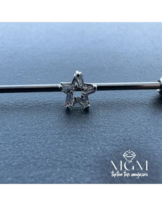 Rodyum Zirkon Taşlı Çelik Köprü - Pr000169