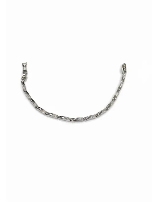 Rodyum Zirkon Taşlı Pirinç Cm Bileklik 17+2 Cm  - Kbl0434