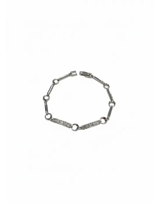 Rodyum Zirkon Taşlı Pirinç Cm Bileklik 17+2 Cm  - Kbl0435