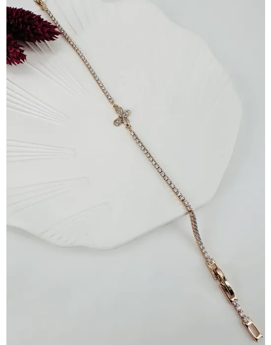 Rose  Zirkon Taşlı Pirinç  Bileklikler - Kbl0191