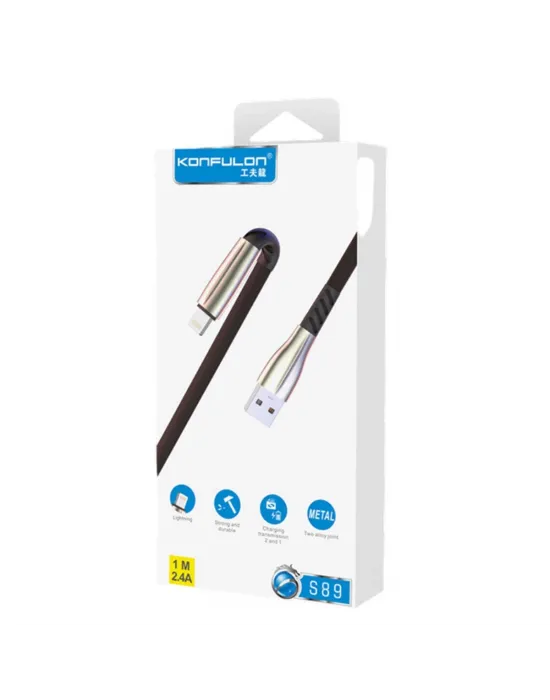 S89 Metal Uçlu Lightning Kablo İphone Uyumlu 1m 2.4a - Siyah