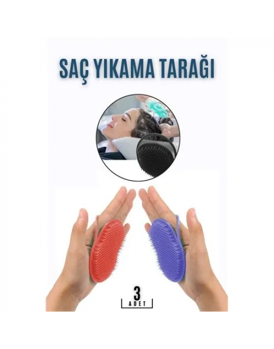 Saç Yıkama Tarağı Avuçiçi 3 LÜ SET Belgiqa Design 718692