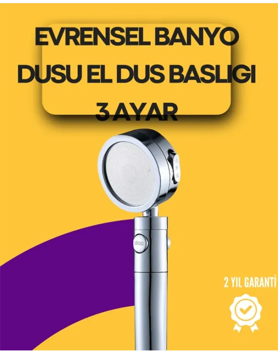 Sağlam Metal Hortum Bağlantılı, 360° Hareketli Duş Başlığı