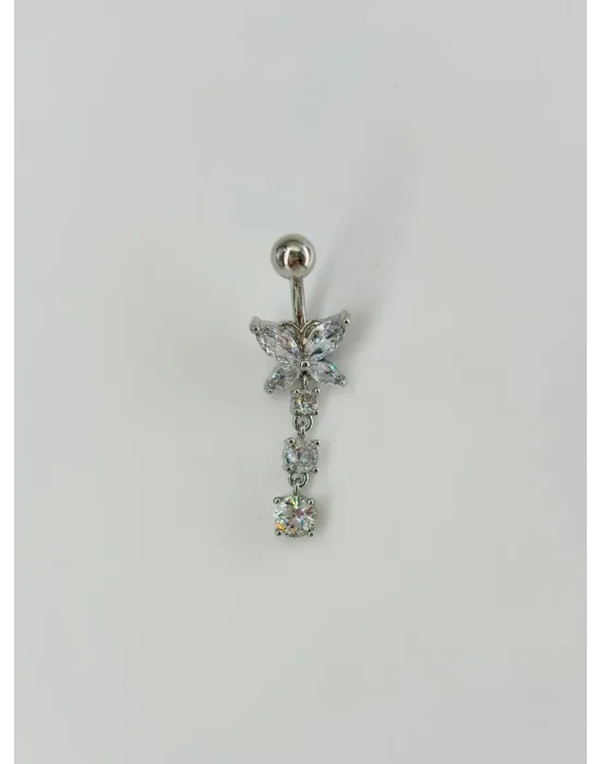 Sallantılı Çiçek Detaylı  Göbek Piercing - Pg0072