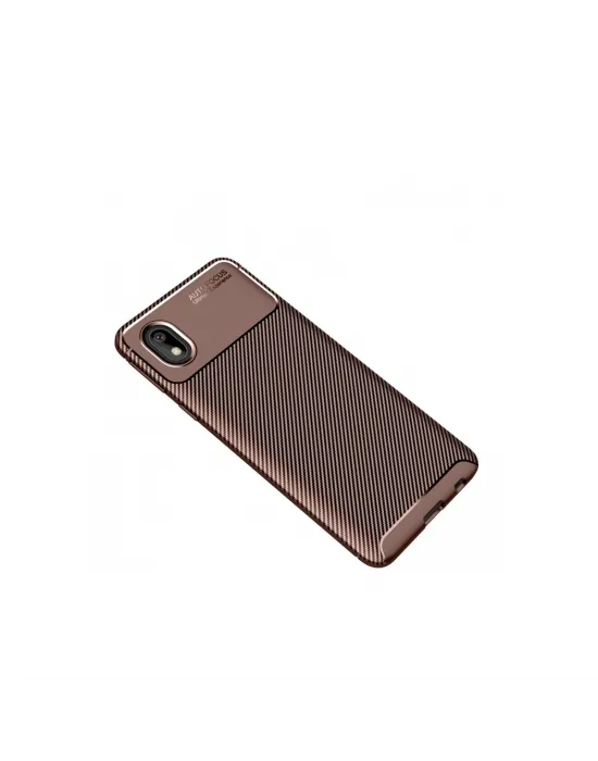 Samsung Galaxy A01 Core Kılıf Auto Focus Karbon Kapak - Kahverengi
