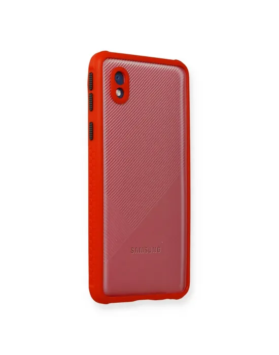 Samsung Galaxy A01 Core Kılıf Miami Şeffaf Silikon - Kırmızı