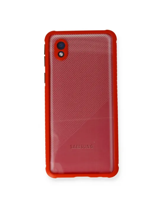 Samsung Galaxy A01 Core Kılıf Miami Şeffaf Silikon - Kırmızı