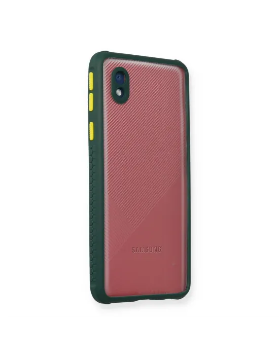 Samsung Galaxy A01 Core Kılıf Miami Şeffaf Silikon - Koyu Yeşil