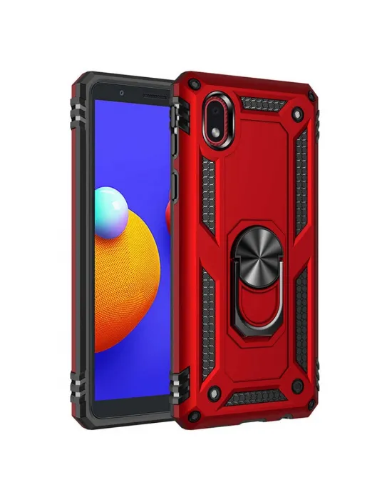Samsung Galaxy A01 Core Kılıf Sofya Yüzüklü Silikon Kapak - Kırmızı