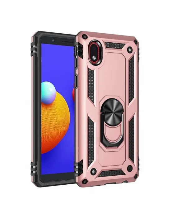 Samsung Galaxy A01 Core Kılıf Sofya Yüzüklü Silikon Kapak - Rose