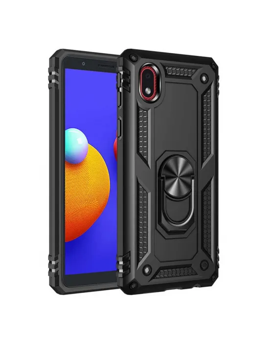 Samsung Galaxy A01 Core Kılıf Sofya Yüzüklü Silikon Kapak - Siyah