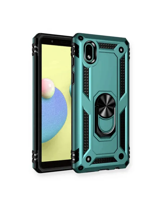 Samsung Galaxy A01 Core Kılıf Sofya Yüzüklü Silikon Kapak - Yeşil