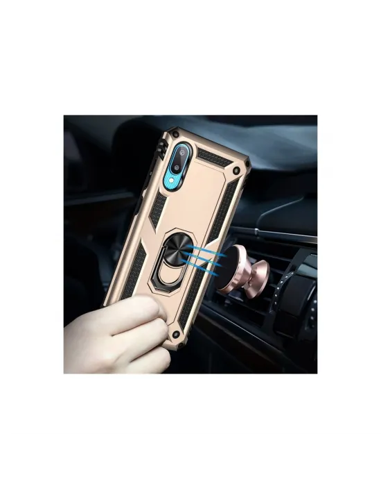 Samsung Galaxy A02 Kılıf Sofya Yüzüklü Silikon Kapak - Gold