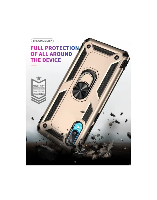Samsung Galaxy A02 Kılıf Sofya Yüzüklü Silikon Kapak - Gold